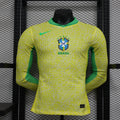 Maillot Officiel de l’Équipe du Brésil – Modèle Domicile à Manches Longues avec Motifs Graphiques